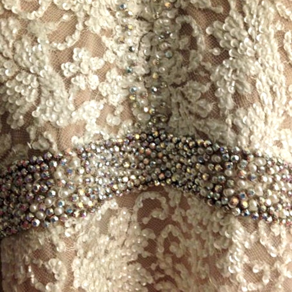 Custom Sherri Hill Couture Ivory Beaded Lace - Picture 3 of 16